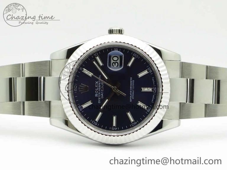 DateJust II 126334 41mm SS BP Maker 1:1 Best Edition Blue Dial Fluted Bezel on Oyster Bracelet