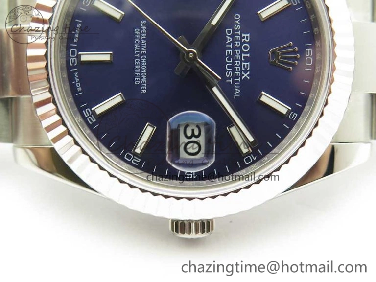 DateJust II 126334 41mm SS BP Maker 1:1 Best Edition Blue Dial Fluted Bezel on Oyster Bracelet