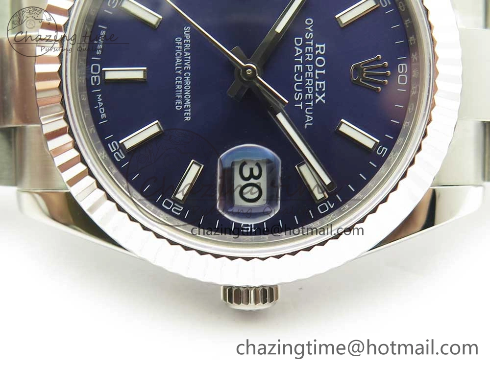 DateJust II 126334 41mm SS BP Maker 1:1 Best Edition Blue Dial Fluted Bezel on Oyster Bracelet