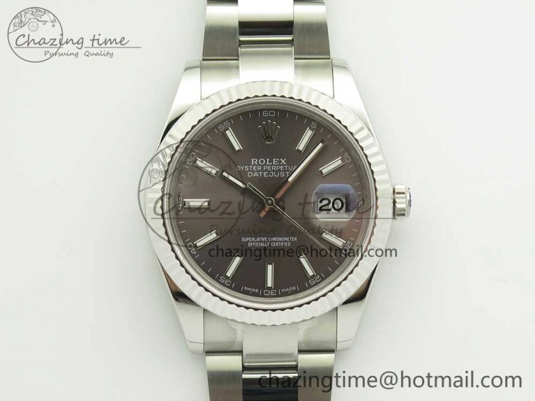 DateJust II 126334 41mm SS BP Maker 1:1 Best Edition Gray Dial Fluted Bezel on Oyster Bracelet