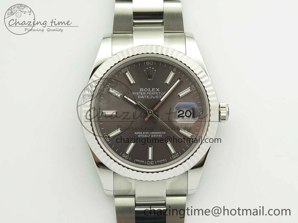 DateJust II 126334 41mm SS BP Maker 1:1 Best Edition Gray Dial Fluted Bezel on Oyster Bracelet
