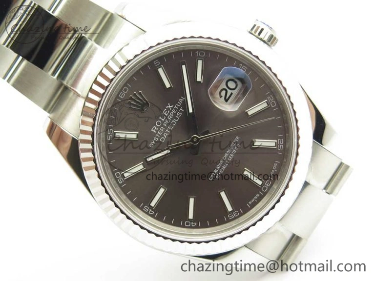 DateJust II 126334 41mm SS BP Maker 1:1 Best Edition Gray Dial Fluted Bezel on Oyster Bracelet