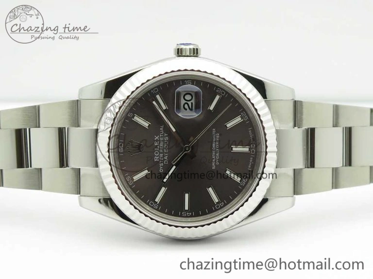 DateJust II 126334 41mm SS BP Maker 1:1 Best Edition Gray Dial Fluted Bezel on Oyster Bracelet