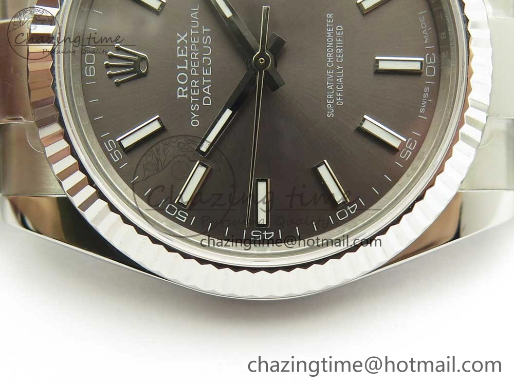 DateJust II 126334 41mm SS BP Maker 1:1 Best Edition Gray Dial Fluted Bezel on Oyster Bracelet