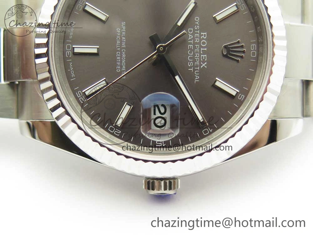 DateJust II 126334 41mm SS BP Maker 1:1 Best Edition Gray Dial Fluted Bezel on Oyster Bracelet