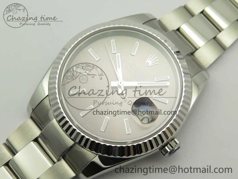 DateJust II 126334 41mm SS BP Maker 1:1 Best Edition Gray Dial Fluted Bezel on Oyster Bracelet