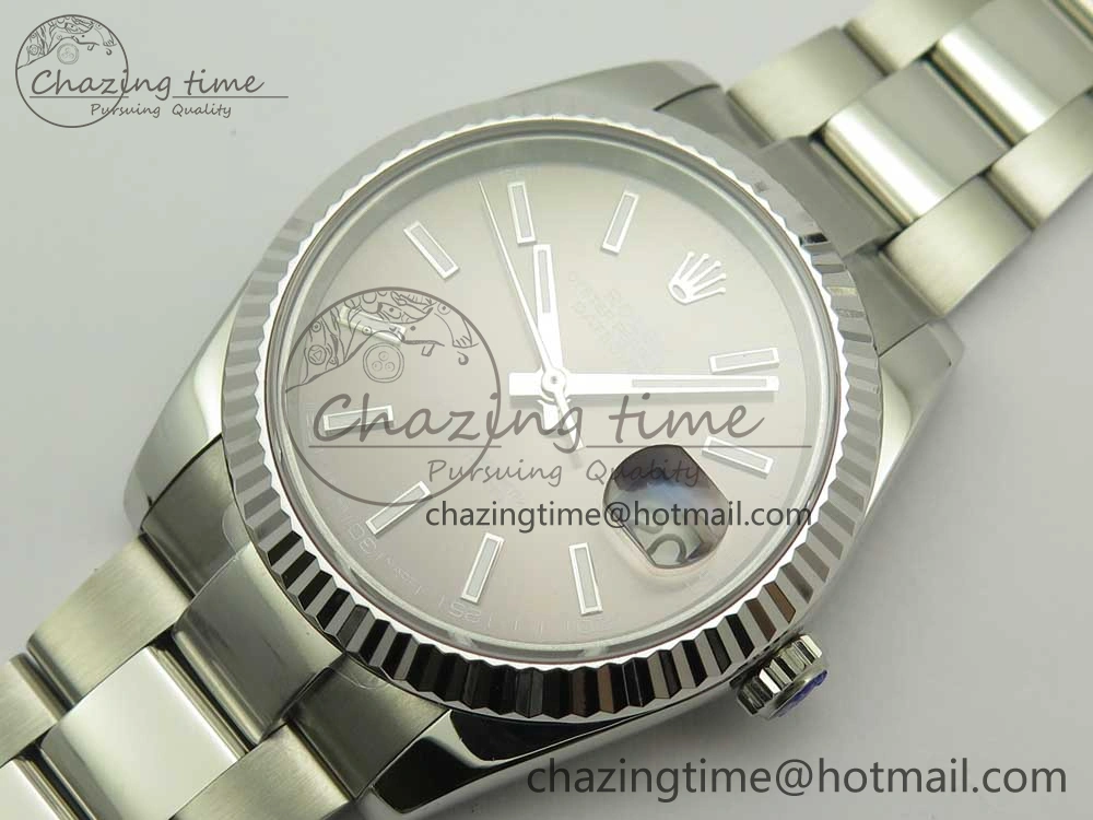 DateJust II 126334 41mm SS BP Maker 1:1 Best Edition Gray Dial Fluted Bezel on Oyster Bracelet