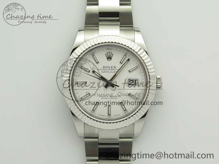 DateJust II 126334 41mm SS BP Maker 1:1 Best Edition White Dial Fluted Bezel on Oyster Bracelet