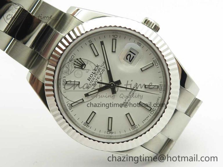 DateJust II 126334 41mm SS BP Maker 1:1 Best Edition White Dial Fluted Bezel on Oyster Bracelet