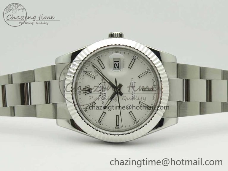 DateJust II 126334 41mm SS BP Maker 1:1 Best Edition White Dial Fluted Bezel on Oyster Bracelet