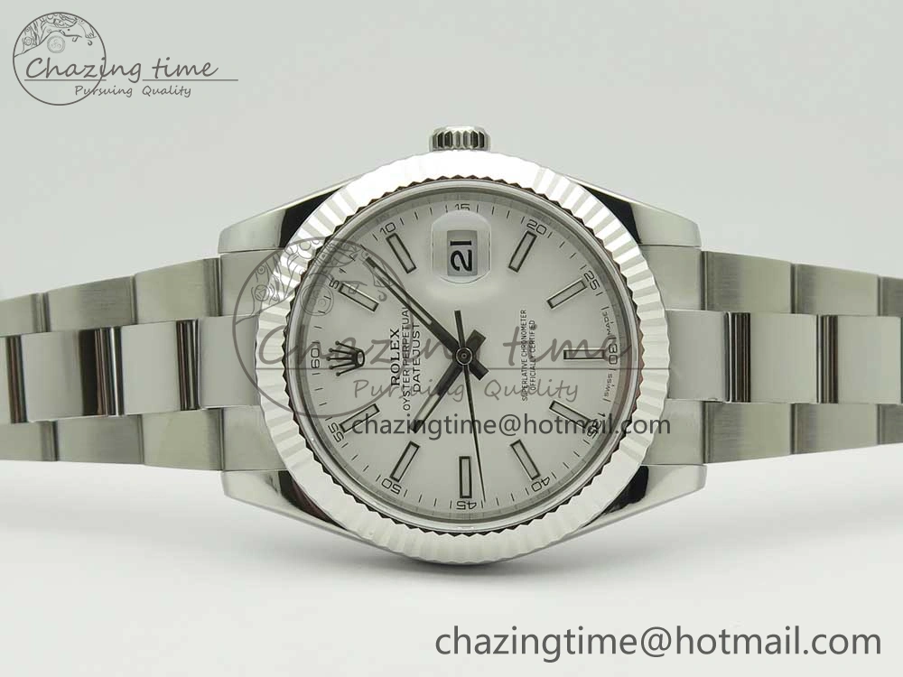 DateJust II 126334 41mm SS BP Maker 1:1 Best Edition White Dial Fluted Bezel on Oyster Bracelet