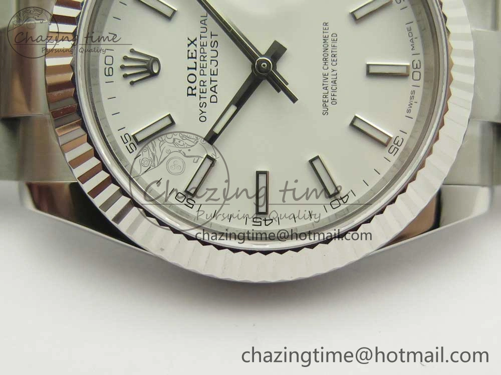 DateJust II 126334 41mm SS BP Maker 1:1 Best Edition White Dial Fluted Bezel on Oyster Bracelet