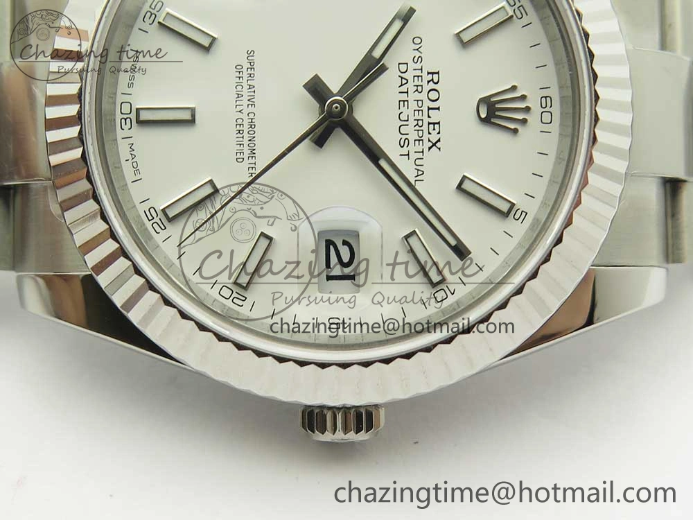 DateJust II 126334 41mm SS BP Maker 1:1 Best Edition White Dial Fluted Bezel on Oyster Bracelet