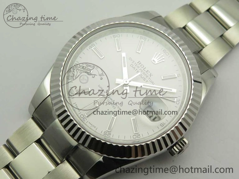 DateJust II 126334 41mm SS BP Maker 1:1 Best Edition White Dial Fluted Bezel on Oyster Bracelet