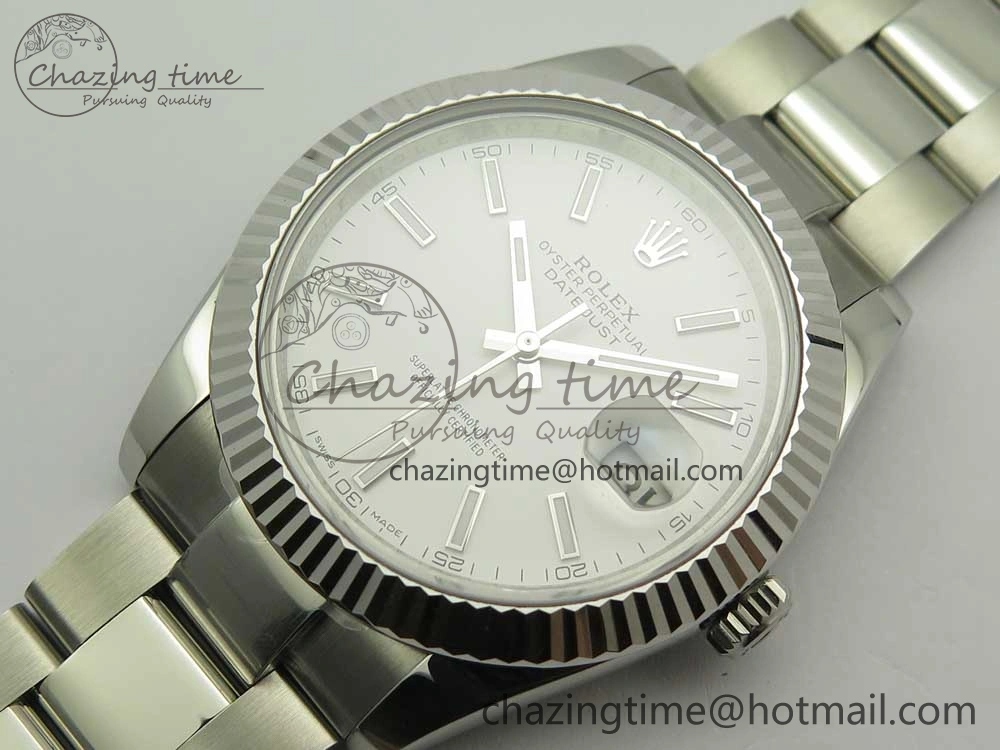 DateJust II 126334 41mm SS BP Maker 1:1 Best Edition White Dial Fluted Bezel on Oyster Bracelet