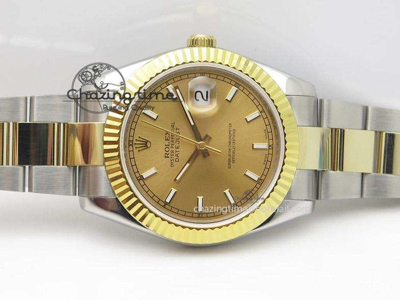 DateJust II 41mm MK Best Edition SS RG Wrapped Gold Dial Stick Marker On Oyster Bracelet A2836