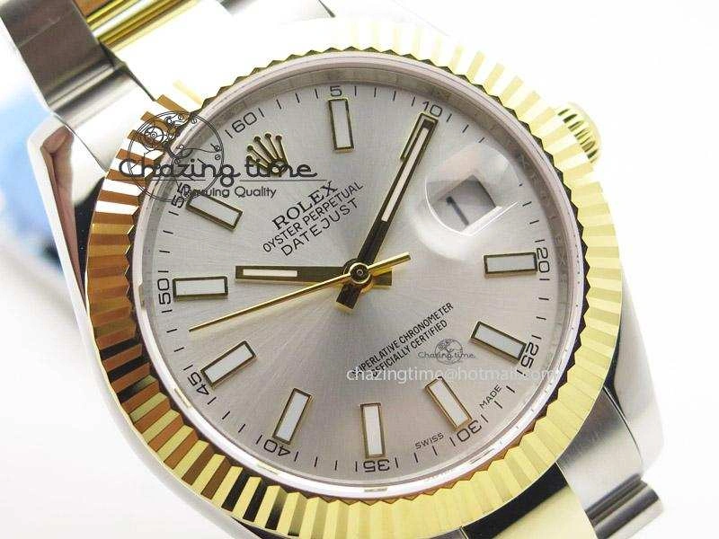 DateJust II 41mm MK Best Edition SS RG Wrapped Sliver Dial Stick Marker On Oyster Bracelet A2836