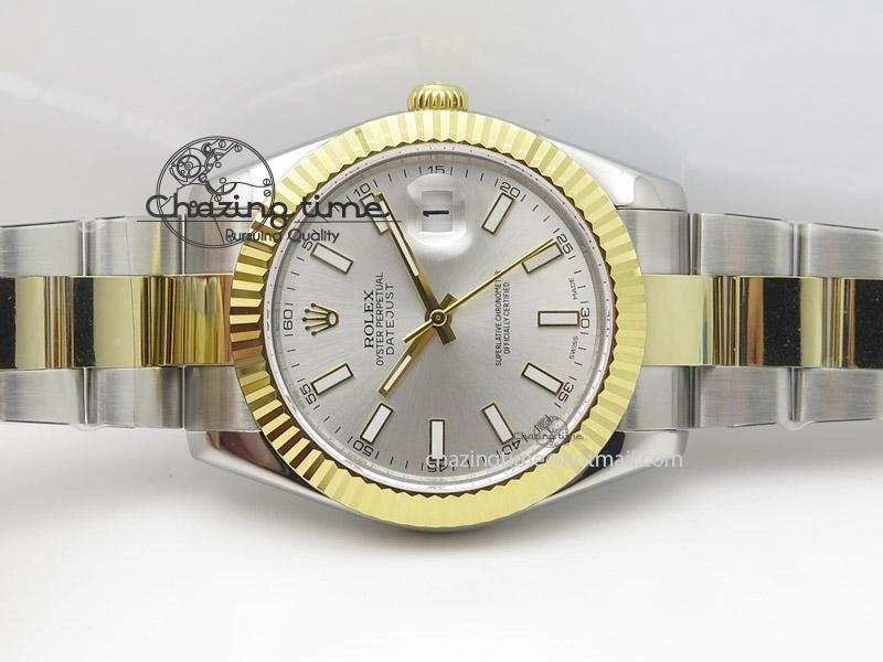DateJust II 41mm MK Best Edition SS RG Wrapped Sliver Dial Stick Marker On Oyster Bracelet A2836