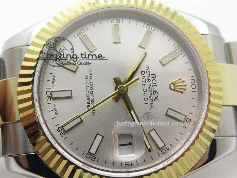 DateJust II 41mm MK Best Edition SS RG Wrapped Sliver Dial Stick Marker On Oyster Bracelet A2836