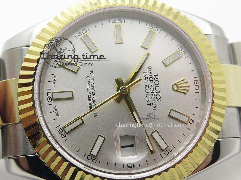 DateJust II 41mm MK Best Edition SS RG Wrapped Sliver Dial Stick Marker On Oyster Bracelet A2836