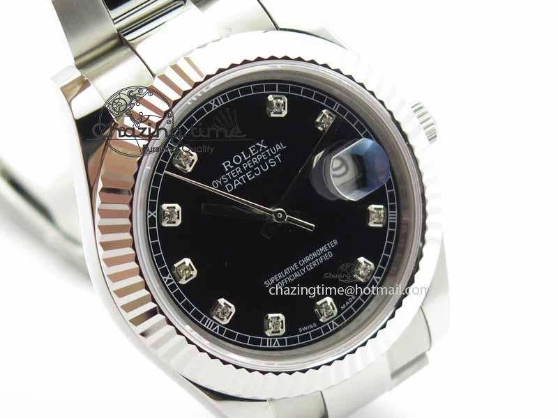 DateJust II 41mm SS BP Maker Best Edition Black Dial Diam On SS Bracelet SA3136