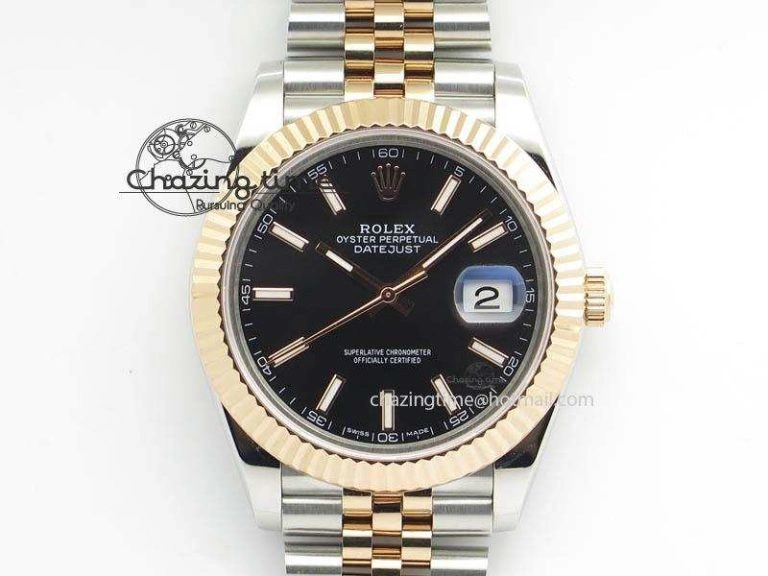 DateJust II 41mm SS RG BP Maker Best Edition Black Sticks Dial On New Version Jubilee Bracelet A2813