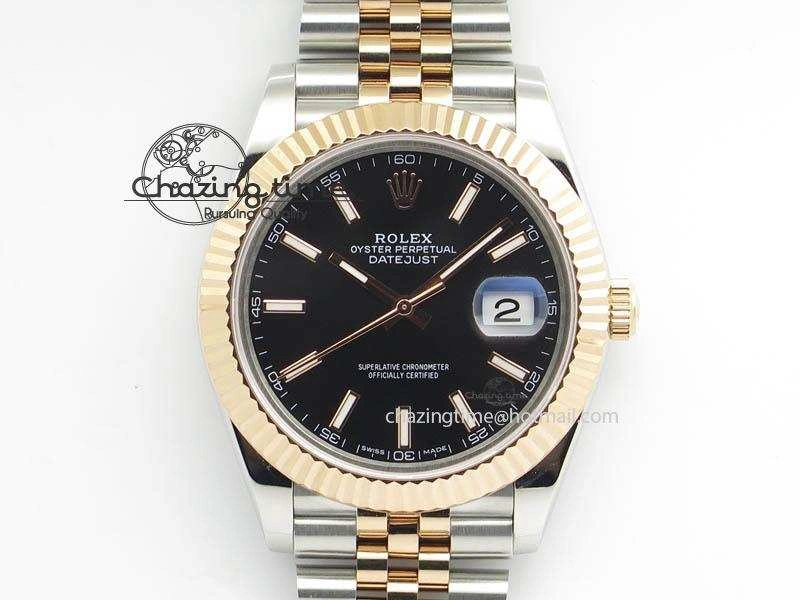 DateJust II 41mm SS RG BP Maker Best Edition Black Sticks Dial On New Version Jubilee Bracelet A2813