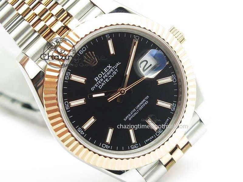 DateJust II 41mm SS RG BP Maker Best Edition Black Sticks Dial On New Version Jubilee Bracelet A2813