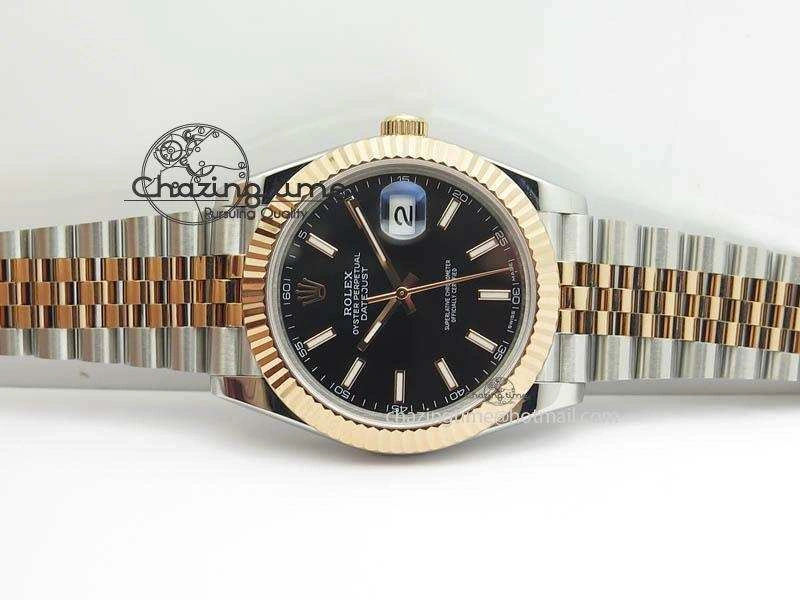 DateJust II 41mm SS RG BP Maker Best Edition Black Sticks Dial On New Version Jubilee Bracelet A2813