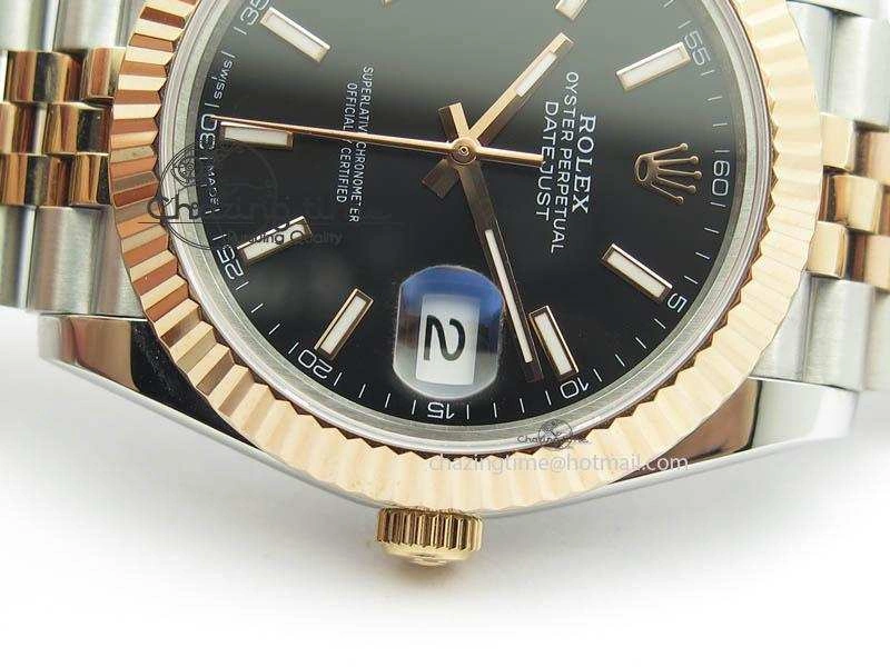 DateJust II 41mm SS RG BP Maker Best Edition Black Sticks Dial On New Version Jubilee Bracelet A2813