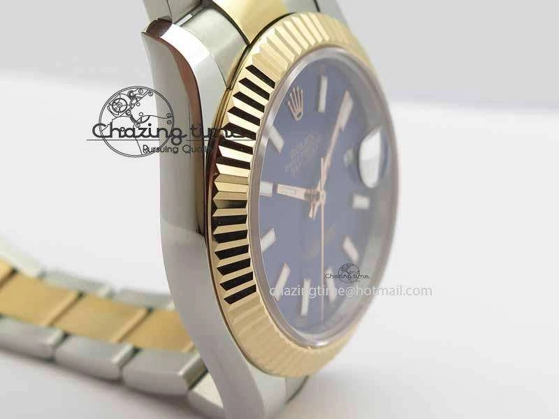 DateJust II 41mm SS RG BP Maker Best Edition Blue Sticks Dial On SS RG Bracelet SA3136