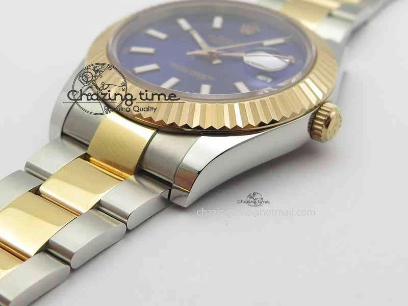 DateJust II 41mm SS RG BP Maker Best Edition Blue Sticks Dial On SS RG Bracelet SA3136