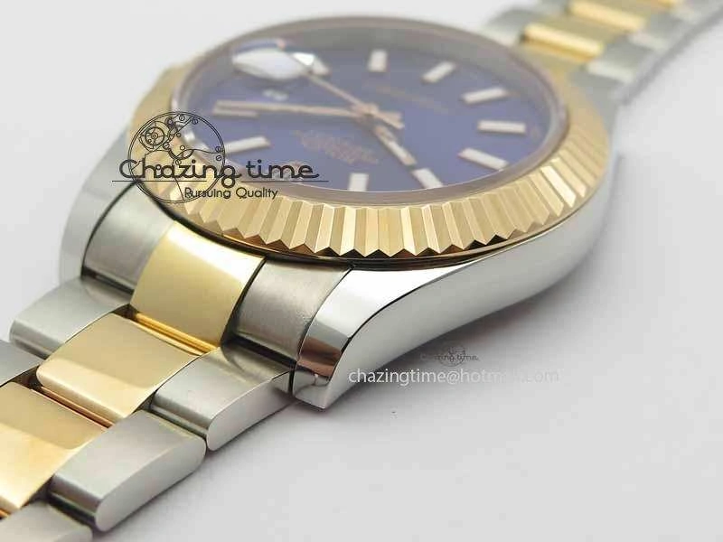 DateJust II 41mm SS RG BP Maker Best Edition Blue Sticks Dial On SS RG Bracelet SA3136
