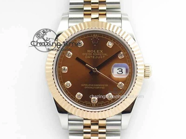 DateJust II 41mm SS RG BP Maker Best Edition Brown Diam Dial On New Version Jubilee Bracelet A2813