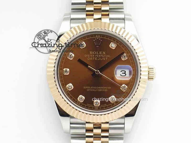 DateJust II 41mm SS RG BP Maker Best Edition Brown Diam Dial On New Version Jubilee Bracelet A2813