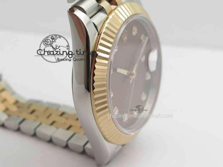 DateJust II 41mm SS RG BP Maker Best Edition Brown Diam Dial On New Version Jubilee Bracelet A2813