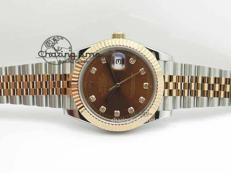 DateJust II 41mm SS RG BP Maker Best Edition Brown Diam Dial On New Version Jubilee Bracelet A2813