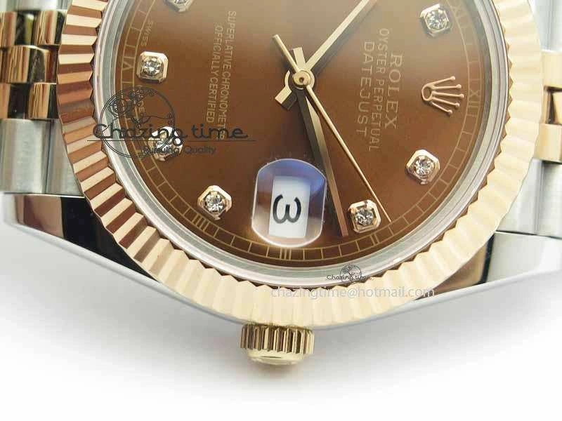 DateJust II 41mm SS RG BP Maker Best Edition Brown Diam Dial On New Version Jubilee Bracelet A2813