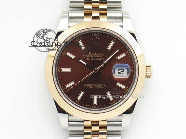 DateJust II 41mm SS RG BP Maker Best Edition Brown Sticks Dial On New Version Jubilee Bracelet A2813