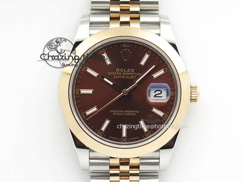 DateJust II 41mm SS RG BP Maker Best Edition Brown Sticks Dial On New Version Jubilee Bracelet A2813