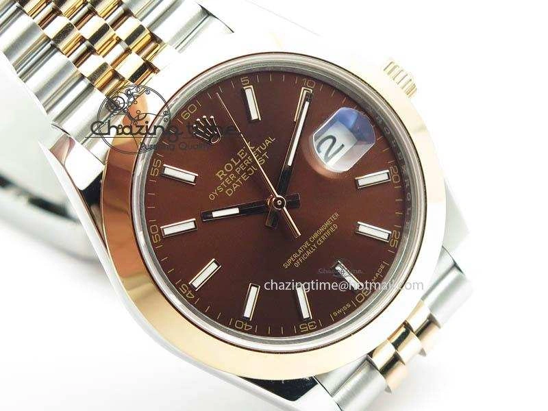 DateJust II 41mm SS RG BP Maker Best Edition Brown Sticks Dial On New Version Jubilee Bracelet A2813