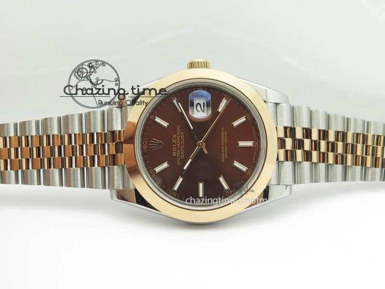 DateJust II 41mm SS RG BP Maker Best Edition Brown Sticks Dial On New Version Jubilee Bracelet A2813