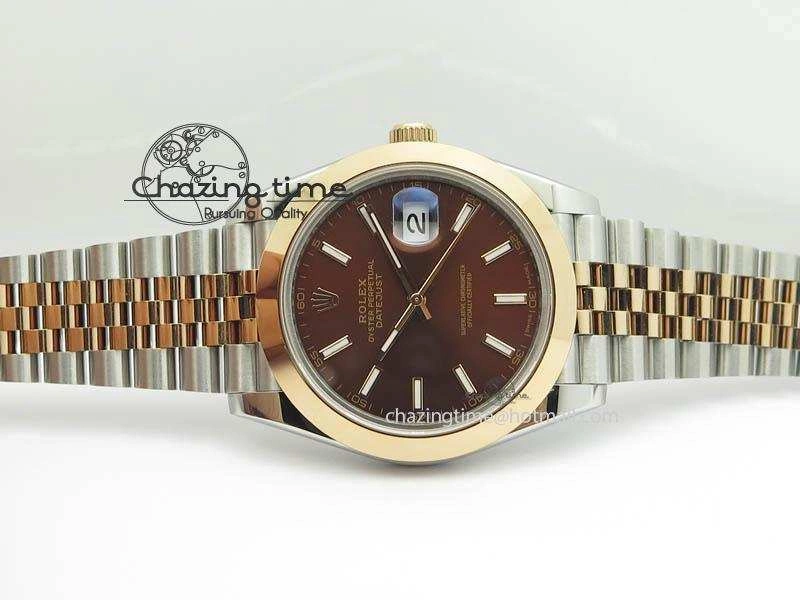DateJust II 41mm SS RG BP Maker Best Edition Brown Sticks Dial On New Version Jubilee Bracelet A2813