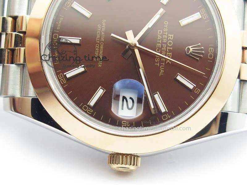 DateJust II 41mm SS RG BP Maker Best Edition Brown Sticks Dial On New Version Jubilee Bracelet A2813
