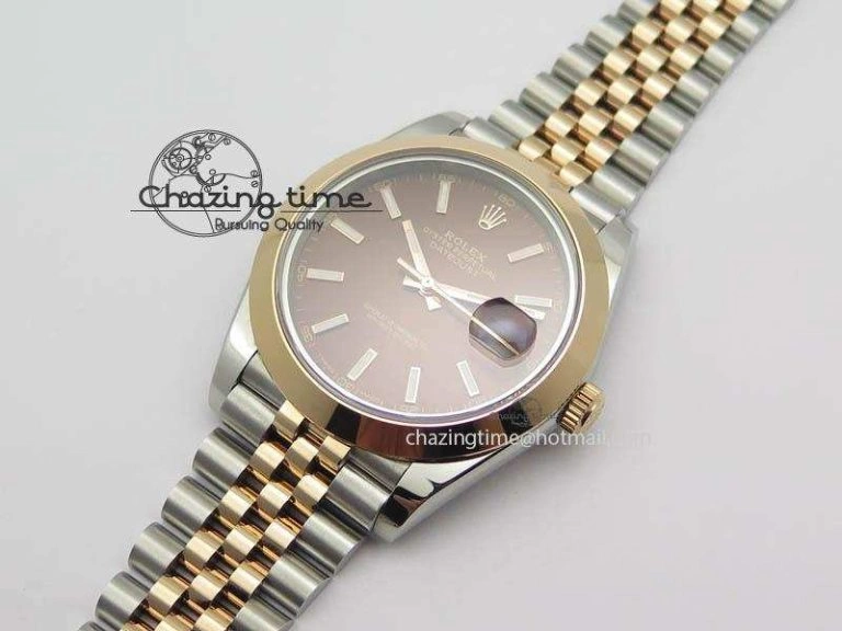 DateJust II 41mm SS RG BP Maker Best Edition Brown Sticks Dial On New Version Jubilee Bracelet A2813
