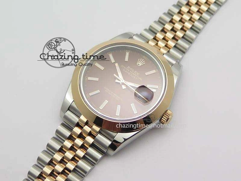 DateJust II 41mm SS RG BP Maker Best Edition Brown Sticks Dial On New Version Jubilee Bracelet A2813