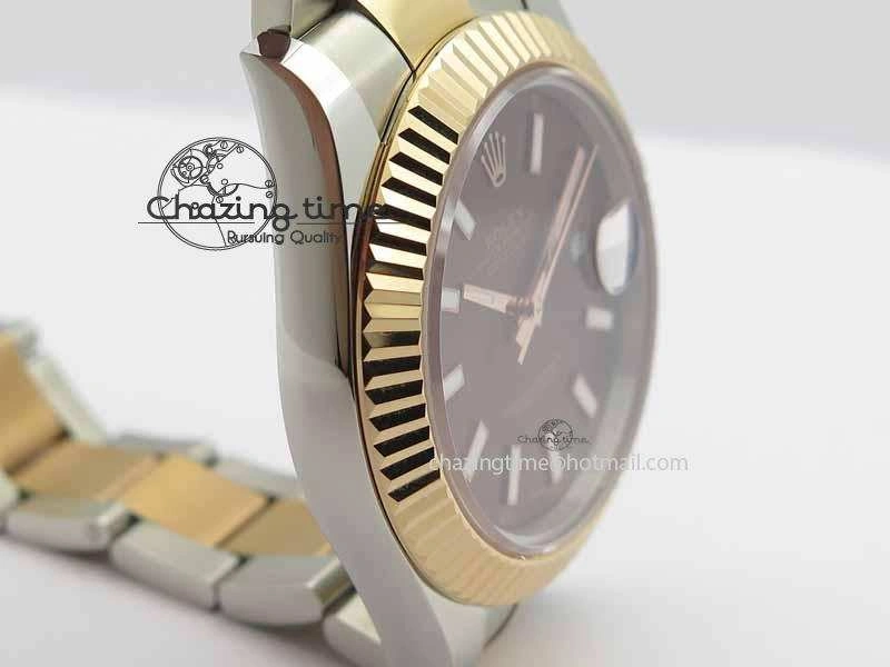 DateJust II 41mm SS RG BP Maker Best Edition Brown Sticks Dial On SS RG Bracelet SA3136