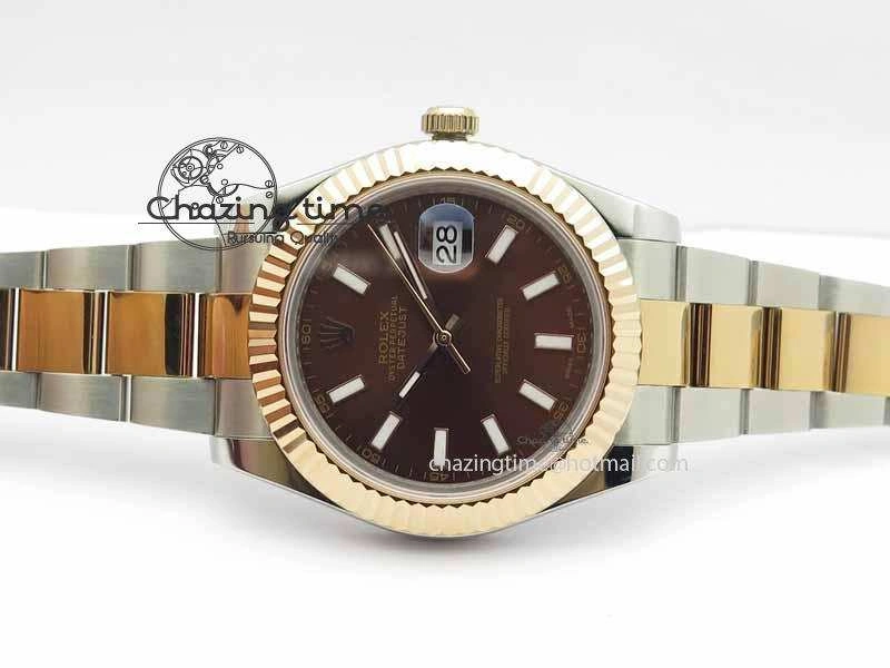 DateJust II 41mm SS RG BP Maker Best Edition Brown Sticks Dial On SS RG Bracelet SA3136