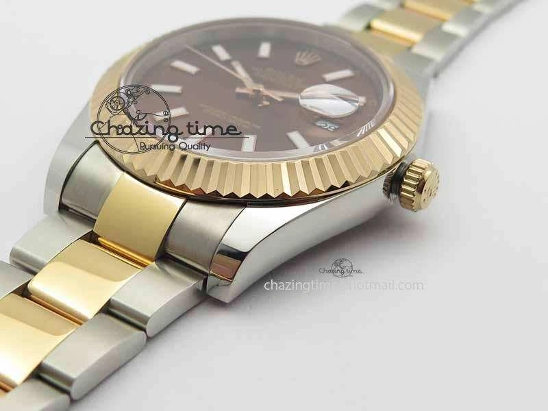 DateJust II 41mm SS RG BP Maker Best Edition Brown Sticks Dial On SS RG Bracelet SA3136