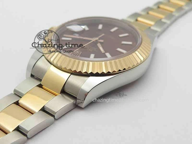 DateJust II 41mm SS RG BP Maker Best Edition Brown Sticks Dial On SS RG Bracelet SA3136